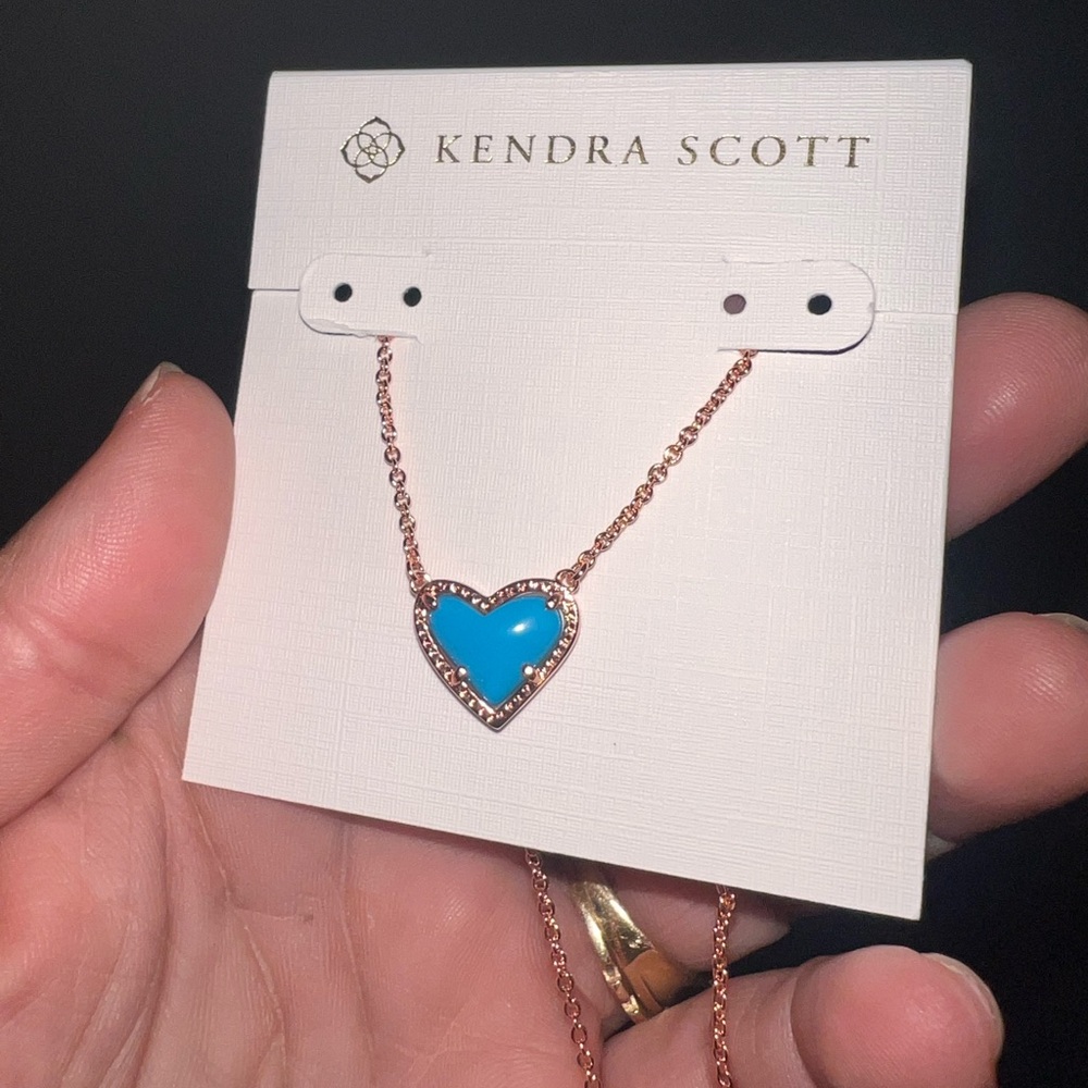 Kendra Scott Turquoise Rose Gold Heart Necklace
